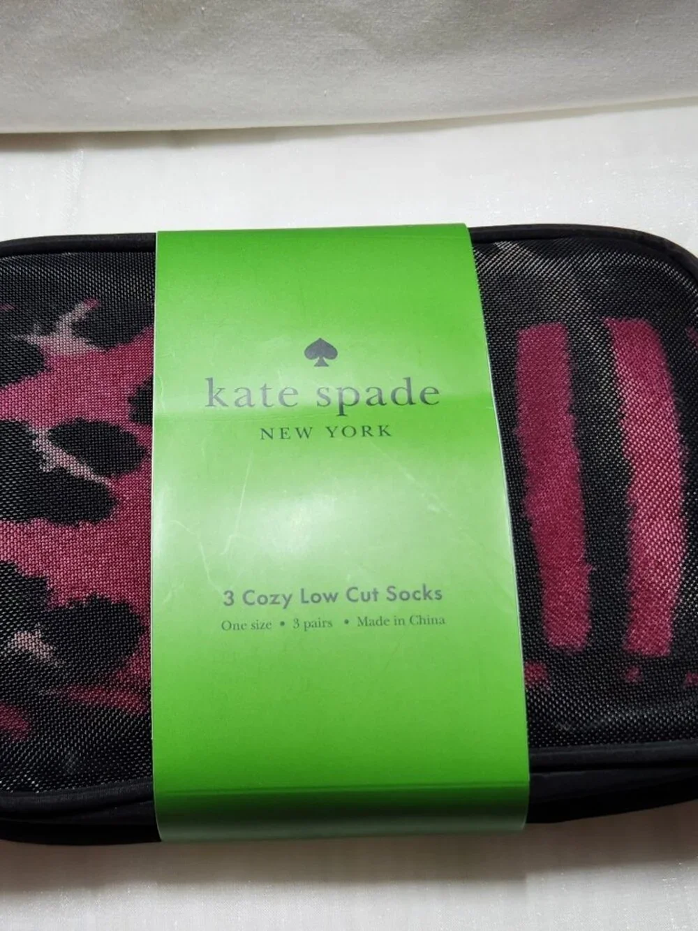 Kate Spade pack of three low cut socks in mesh bag NIP